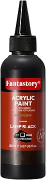 Fantastory Precision-Pro Acrylic Paint - Black 150ml/5oz - Superior Coverage, Professional Choice for Canvas/Wood/Clay/Textile/Pottery