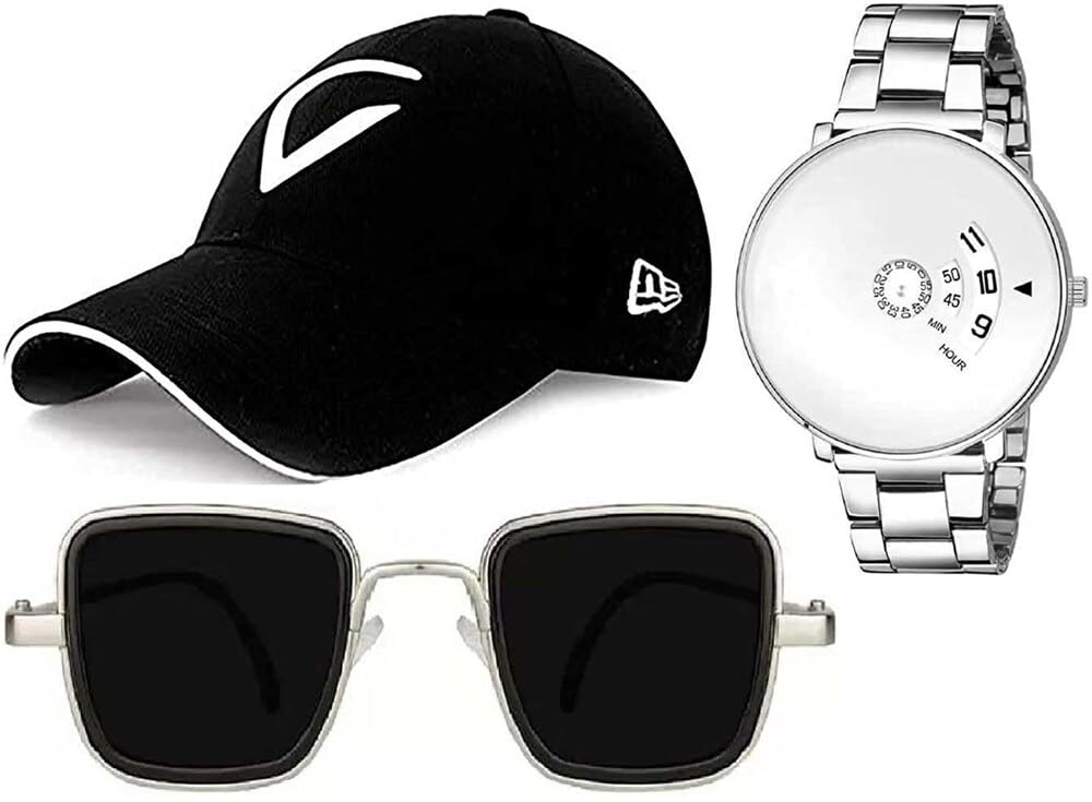 GIFFEMANS GFMN1310 Analog White Dial Silver Strap Watch with Sunglasses and Cap for Boys (Combo of 3) (B0CL2NM6YJ) Amazon Price History, Amazon Price Tracker
