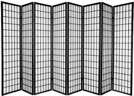 Legacy Decor 8-Panel Japanese Oriental Style Room Screen Divider Black Color