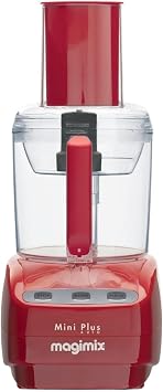magimix Food Processor - Compact 400W Multifunctional Food Processor with 2 Bowls (1.7L & 0.5L) Stainless Steel Knife Grater & Cutting Discs Mixer Function Red