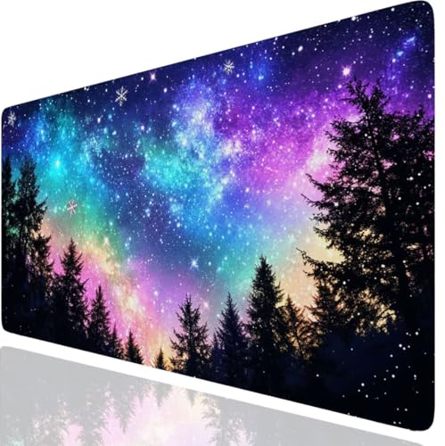 Tapis de Souris Gamer 600x300x3mm, Arbre Tapis de Souris Aurore avec Bords Surpiqués Accessoires Bureau Travail, Migliora la Precisione e la Velocità, Convient pour la Maison et Le Bureau GKfr-6232