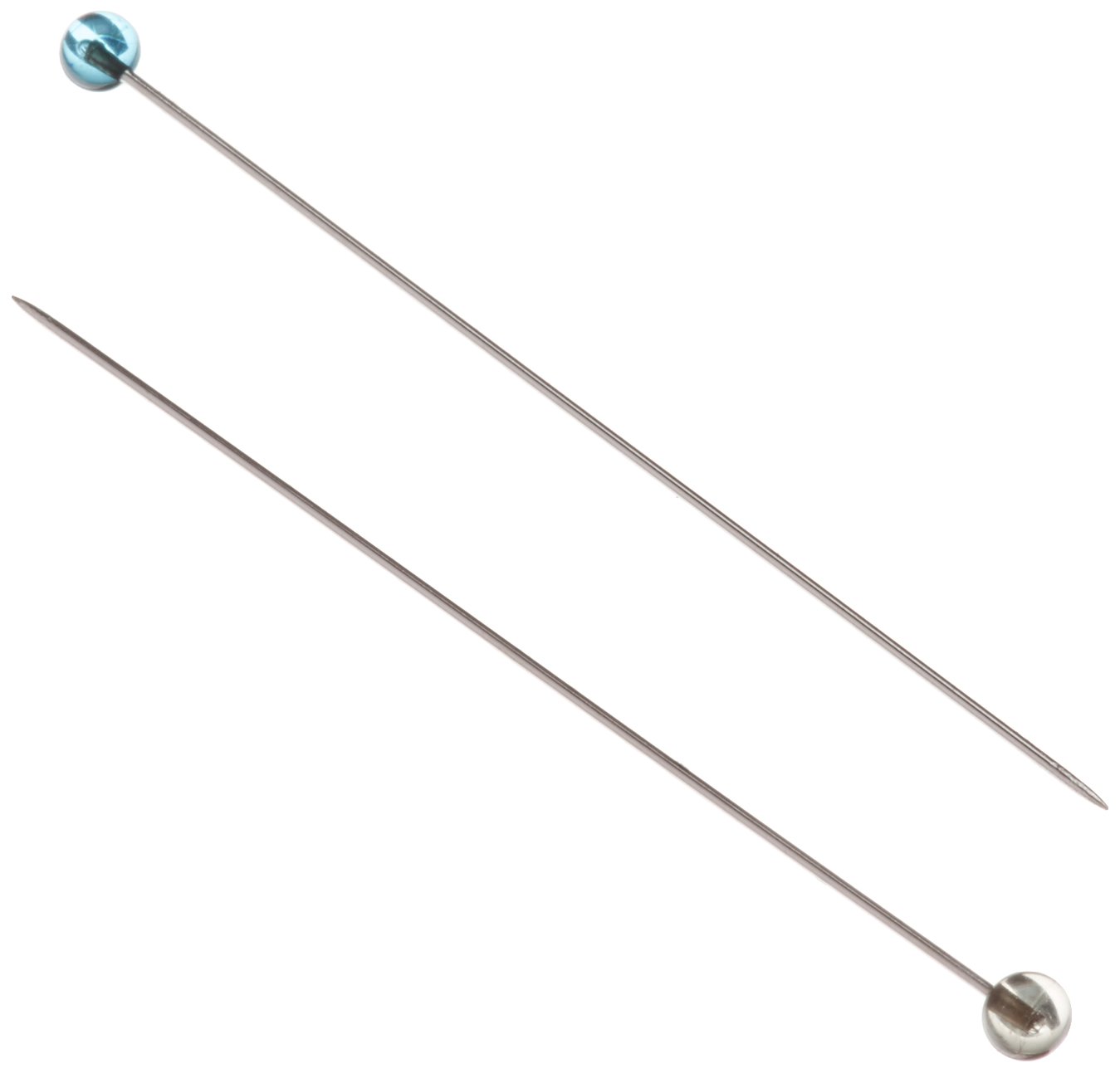 100PK OF CRYSTAL GLASS HEAD PINS, FINE SHARP-1 7/8, .5MM STEEL SHAFT