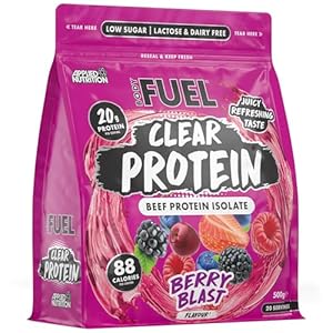 BodyFuel Clear Protein – Beef Protein Isolate – Clear & Refreshing – Best Low Sugar & Lactose-Free Protein Supplement – Muscle Support (500g – 20 Servings) (Berry Blast)