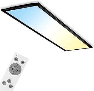 BRILONER - LED Deckenlampe mit Fernbedienung, flach, einstellbar von warmweiß bis kaltweiß, Lampe, Deckenleuchte, Wohnzimmerlampe, LED Panel, Schlafzimmerlampe, 100x25x6 cm, Schwarz