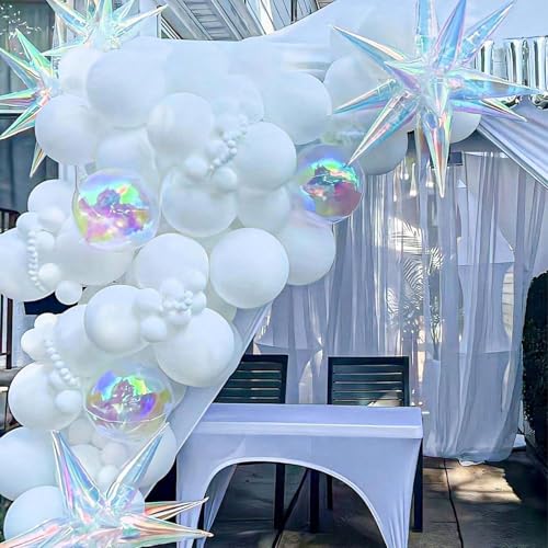 Image of Iridescent Explosion Star Holographic Balloons Star Burst Sparkly Balloons Iridescent Party Decorations Fairy Themed Party Decoration Music Tayloo Birthday Party Decor