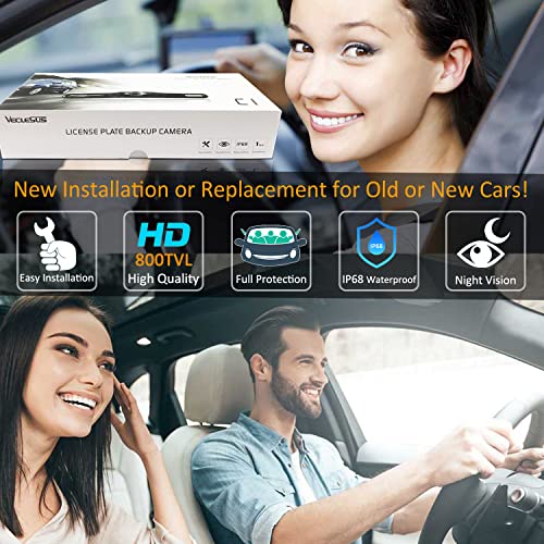 Hd Backup Camera Veclesus Vc1 Car Rear View License Plate Back Up Camera, Wide View Angle Night Vision Waterproof Easy Installation 720P Universal Backup Camera For Car, Sedan, Pickup, Suv And Truck #TOP1
