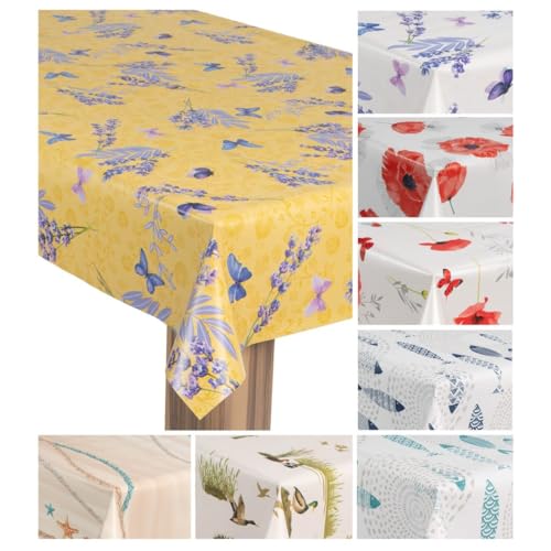 laro Wachstuch-Tischdecke Wachstischdecke Gartentischdecke, Muster:Lavendel Lila Gelb, Größe:90x120