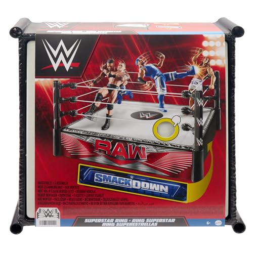 Mattel WWE Superstar Ring, 14 inches with Spring-Loaded Mat, 4 Event Apron Stickers & Pro-Tension Ropes for WWE 6-inch Action Figures - Thumbnail 6