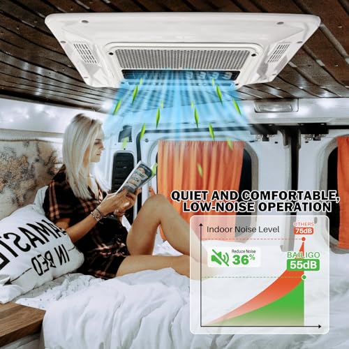 12V Roof AC Camper Air Conditioner 8200 BTU, Rooftop A/C Unit 12 Volt DC RV Air Conditioner, Low Profile Quiet Campervan AC Unit, Cooling for Box Truck, Trailer, Motorhome Tractor Van Buses Crane