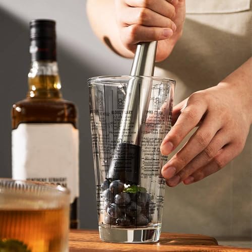 Cocktail Muddler,Stainless Steel Cocktail Muddler,Stainless Steel Muddler,Fruit Mixer Bartending Tool,for Cocktail Pestle,Cocktails Muddler,Silver Alcohol Small Ice Crusher,Herb Masher Crusher - Image 5
