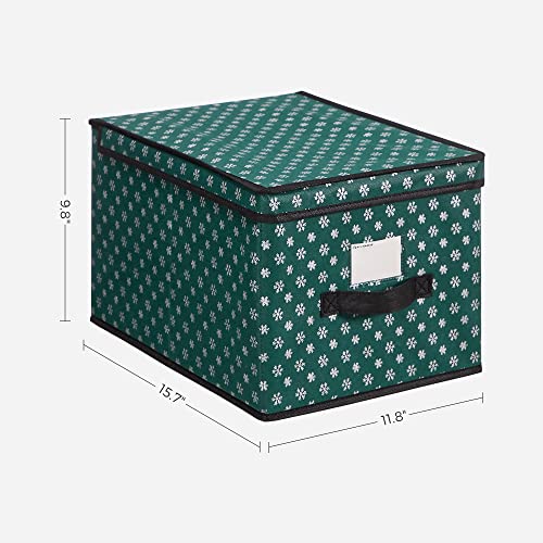 Songmics Ornament Storage Set Of 3, Foldable Storage Bins With Labels And Lids, Holiday Storage Containers With Snowflakes Pattern, Non-Woven Fabric, 11.8 X 15.7 X 9.8 Inches, Green Urfb003G02 #TOP5