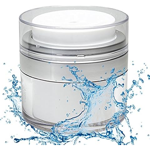 Airless Pump Jar 50ml | Refillable Empty Clear Travel Lotion Pump Containers Dispenser/Vacuum Press Pump Bottles for Foundation, Essence & Lotion Cover
