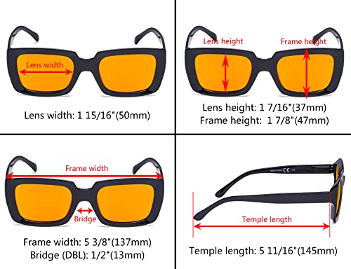 Image of Eyekepper 4 Pack Reading Glasses Blue Light Blocking Oversized Square Computer Readers Orange Tinted +0.50