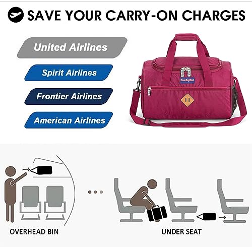 17X10X9 Inches United Airlines Personal Item Under Seat Duffel bag Suitable for Major Airlines including United, Spirit, Jetblue, Frontier, and American - Duffel Bag Design (Purple)4