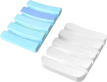 Amazon 珪藻土 石鹸置き ソープディッシュ 2色 セット 手作り 石鹸置き 抗菌 速乾 瞬間吸水 防カビ ダニ 消臭滑り止め 浴室 洗面所用 ソープトレー ホワイト みずいろ ソープディッシュ ホーム キッチン オンライン通販