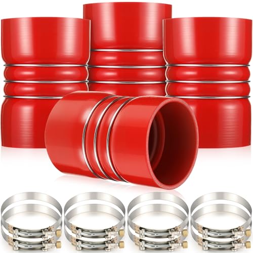 Burbell 4 Pack Silicone Charge Air Cooler Hump Hose with T-bolt Spring Loaded Clamps 4