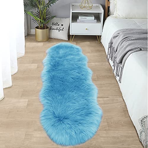 SERISSA Ultra Soft Fluffy Rug Sky Blue Faux Sheepskin Fur