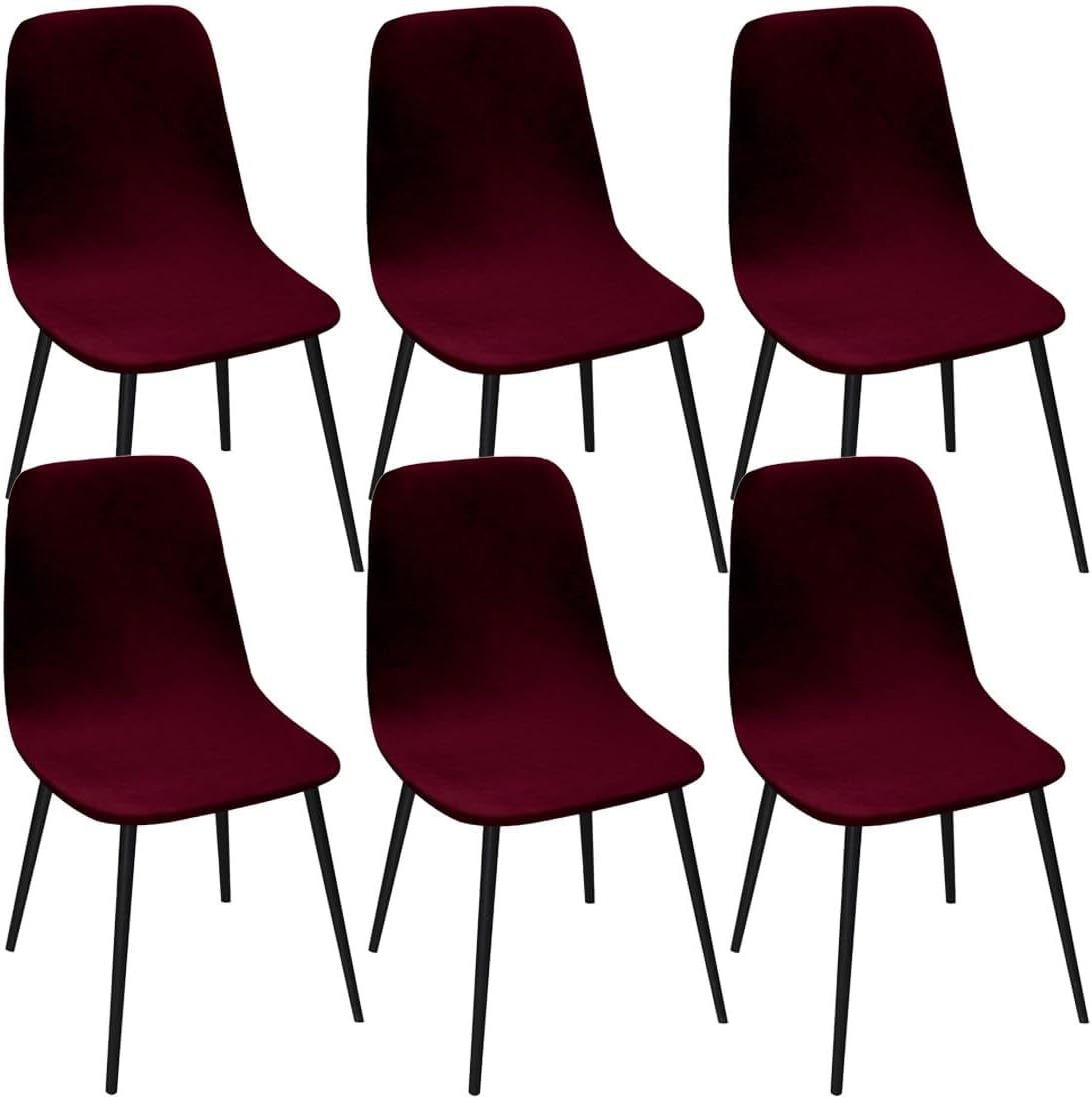 6 Pack Velvet Shell Chair Cover Mid Century Modern Armless Curved Chair Slipcovers for Office Kitchen Room Furniture Protector