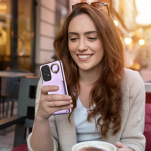Coque arrière Galaxy A53 5G rotative 360° en cuir PU couleur violet