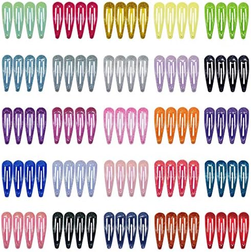 ALinmo 100pcs 2 Inch Glitter Mix Colors Snap Hair Clips No Slip Metal Hair Clips Barrettes Hairpins for Girls Toddlers Kids Women Accessories