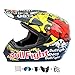 casco da motociclista per bambini ， casco da motociclista per bambini (occhiali, guanti, maschera, guanti) Casco da motocross con occhiali protettivi adatto a giovani uomini e donne o bambini