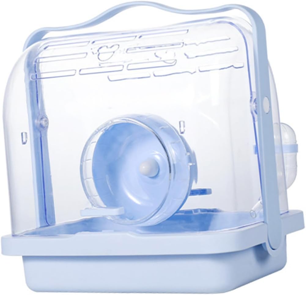 POPETPOP Portable Hamster Cage for Small Pets Travel Carrier Box Handle for Outdoor Use Includes Water Bottle and Easy Access Door