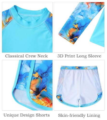Image of Vogseek Girls Rash Guard Swimsuits 2 Piece Bathing Suit UPF 50+ Summer Swimwear Size 7-12T