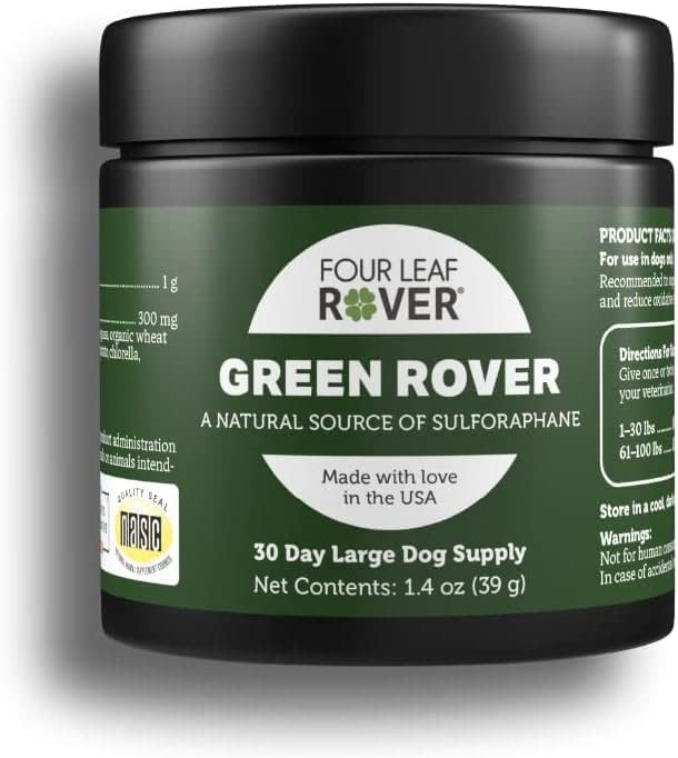 Four Leaf Rover Green Rover - Super Greens with Organic Broccoli Sprout and Spirulina Powder for Dogs - 15 to 120 Day Supply, Depending…