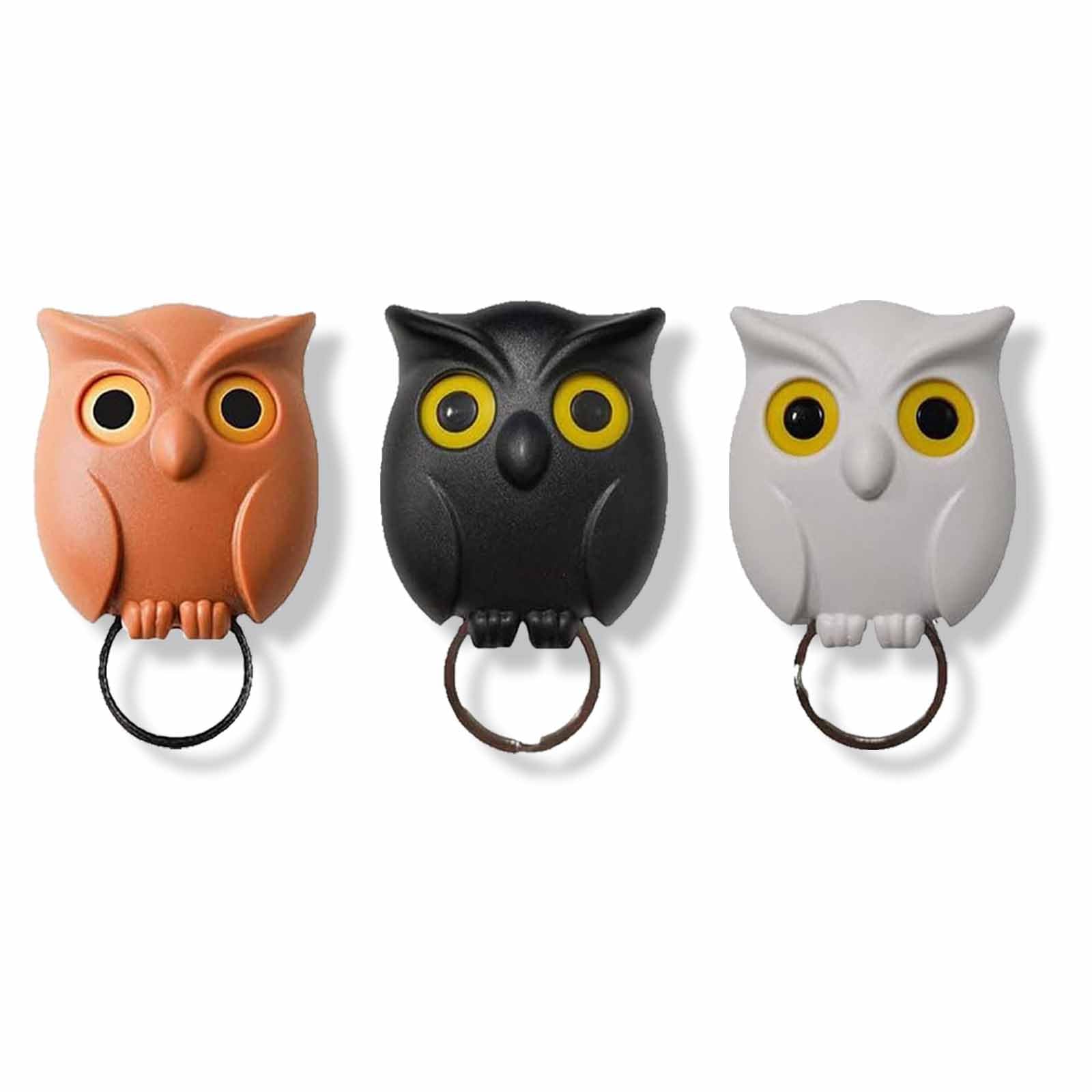 FUUZIO Night Owl Key Holder, Hoot Holder Keys, Night Owl Key Hanger Hook, Automatic Open Close Eyes Owl Keychain Holder, Night Owl Magnetic Wall Key Holder Owl Key Holders