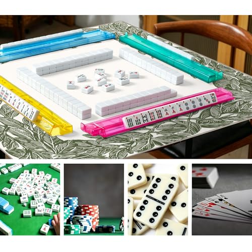 Tapete de Mahjong Minimalista 33x33 pulgadas Blanco y Verde miniatura 3