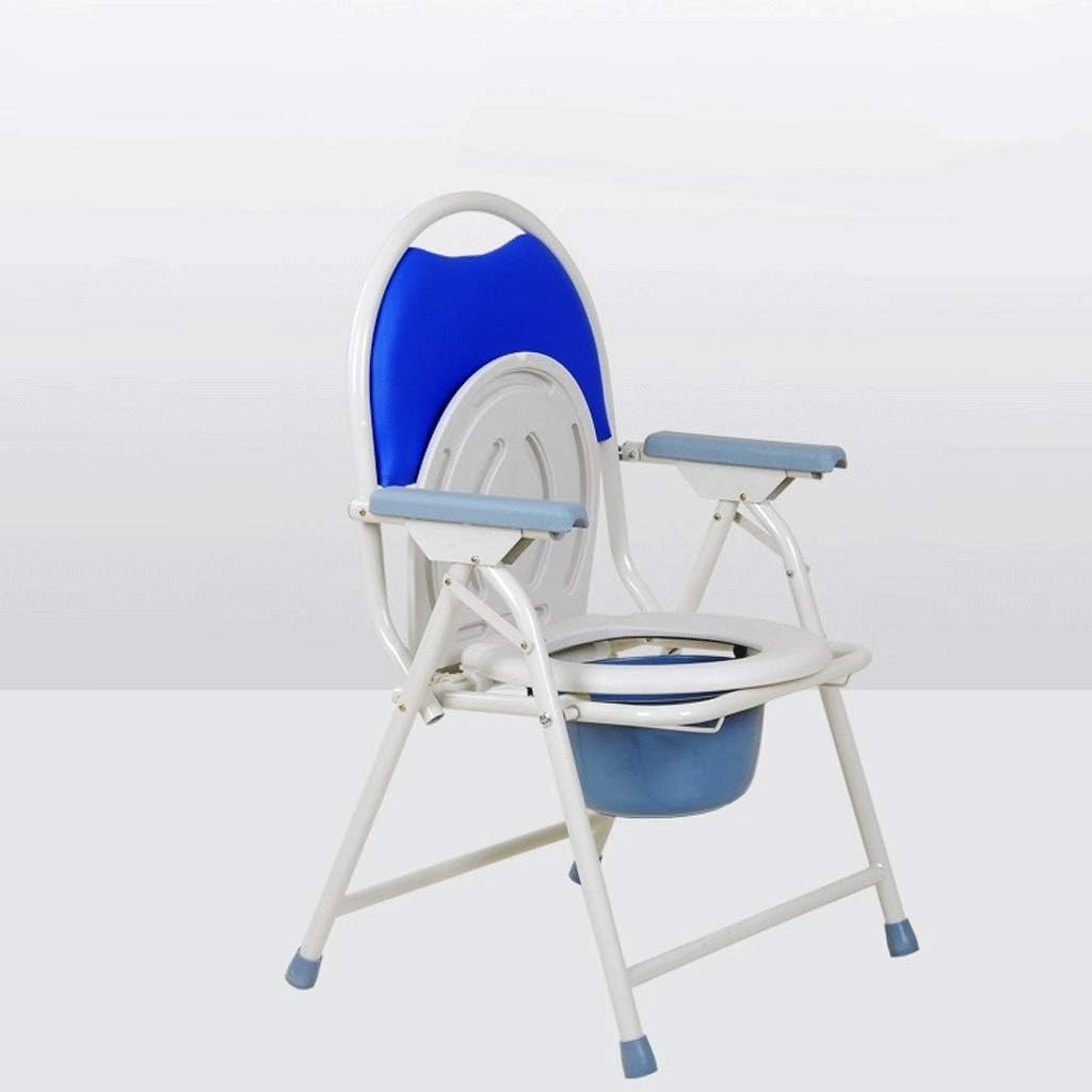 Folding Medical Stainless Steel Bedside Commode with Padded Seat and Arms, Portable Toilet for Adults Commode Chair