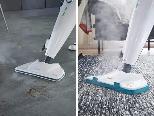 Leifheit Dampfreiniger CleanTenso Power 2.0 mit heißem Wasserdampf gegen Bakterien, Dampfmop mit kurzer Aufheizzeit und 50min Wischdauer, Dampfbesen für Eckenreinigung, Dampfwischer in modernem Design