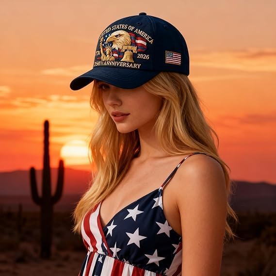Eagle & Liberty,United States 250th Anniversary Hat,250th Anniversary USA Hat,Bald Eagle Embroidery Patriotic Baseball Cap - Image 7