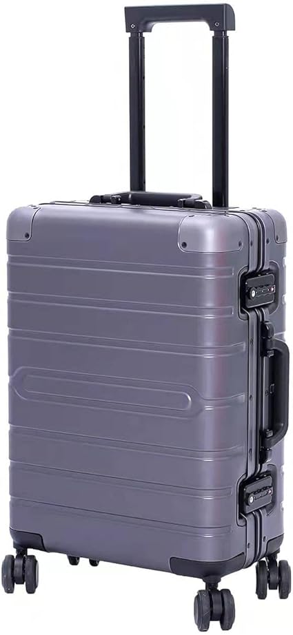 review SUNFORE All Aluminum Luggage Aluminum Suitcase No Zipper Luggage Checked Luggage with Silent 360° Spinner Wheels (Dark Grey, 20 Inch)