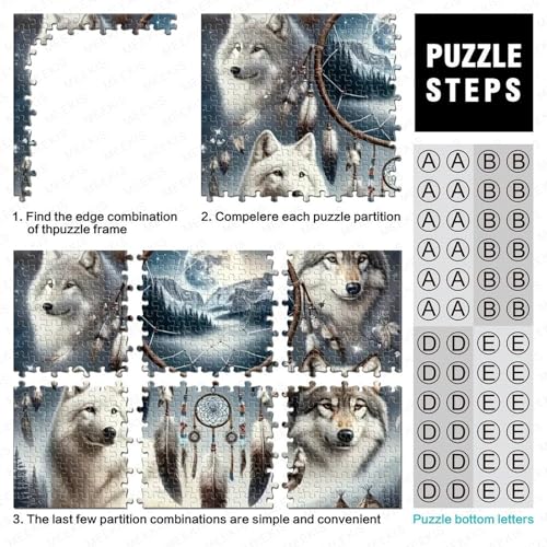 Puzzle de 1000 piezas Wolf Pack Atrapasueños para adultos en papel de 38x26cm 4