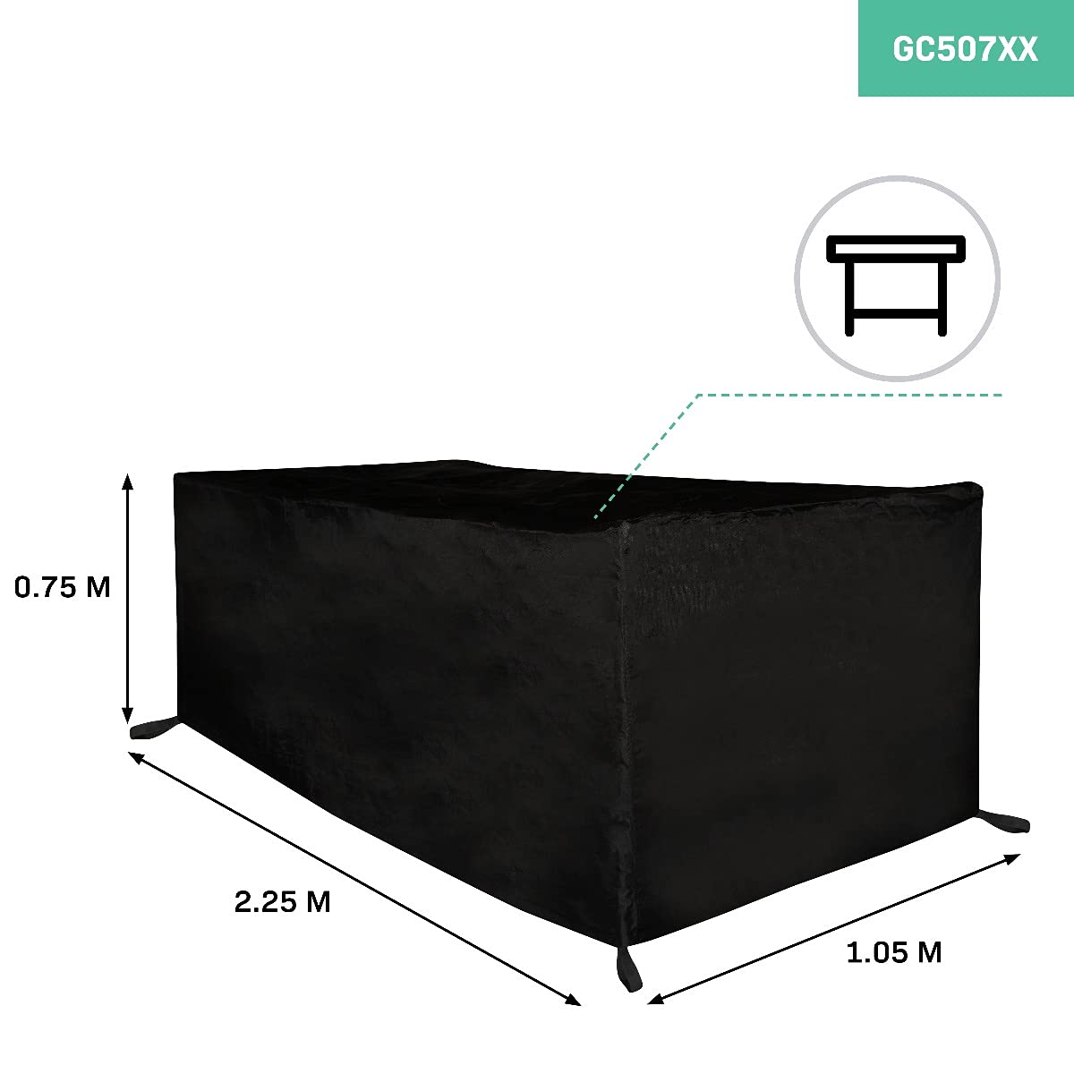 VONROC Housse de Protection pour Table de Jardin Premium – 245 x 150 x 95 cm – Housse Imperméable pour Table de Jardin – Résistante aux UV, Gel et Intempéries – Avec Fermeture Velcro