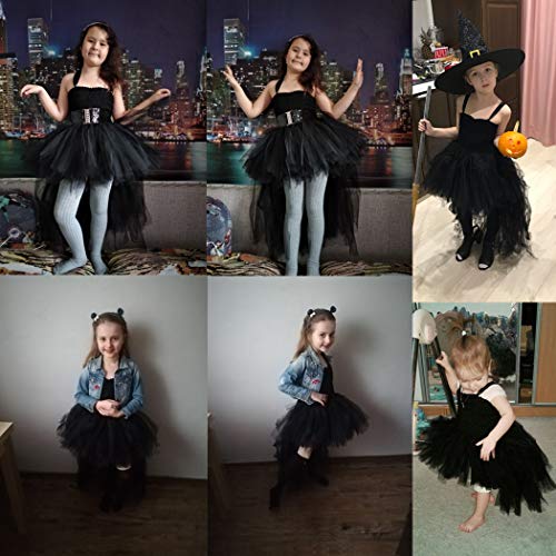 Hjtt Tutu Dress For Girls Black Train V-Neck Tulle Evening Wedding Birthday Party Dresses Kids Ball Gown (Black, 5-6 Years) #TOP5
