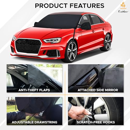 Image of EcoNour Ultimate Windshield Cover for Snow and Ice | Car Windshield Snow Cover for All-Weather Protection | UV Resistant, Windproof Sunshade, Wiper & Mirror for Cars