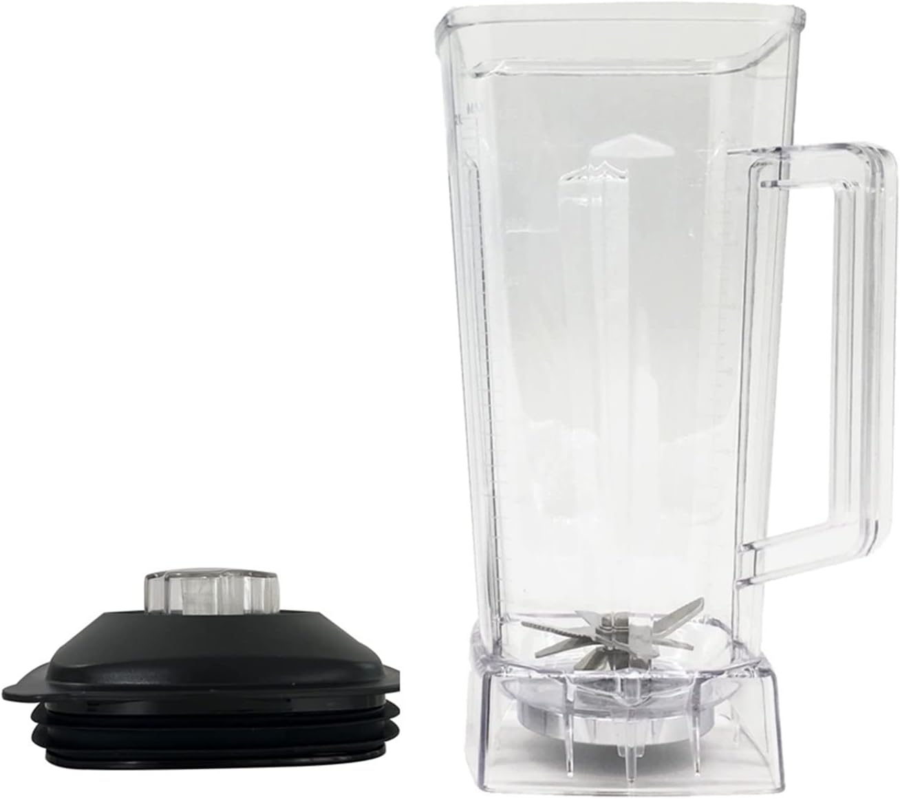 Blender Jar,commercial Blender Spare Parts 2L Square Container Jar Jug Pitcher Cup Bottom With Serrated Smoothies Blades Lid(3pcs)