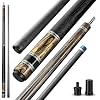 RHINO Retro Carbon Pool Cue, 30 Low Deflection Carbon Fiber Shaft, 12.5mm Tip, Pro Taper, 3/8-8 Joint, Microfiber Leather Wrap Grip