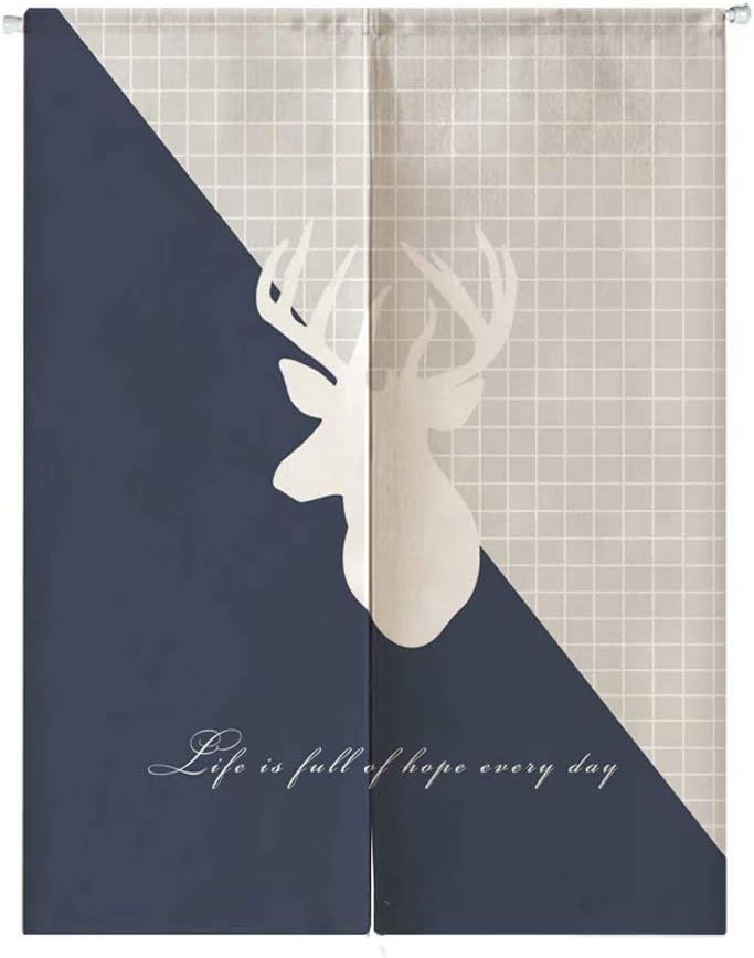 暖簾 ノレン のれん 幅72 幅85 丈90 1 150 180 インテリア デザイン 山 風景 簡約 北欧 シンプル モダン 動物 鹿 トナカイ 綿麻 玄関 サイズオーダー可能 キッチン 小窓用 おしゃれ 飾り 雑貨 目隠し 厚手 リビング 飲食店