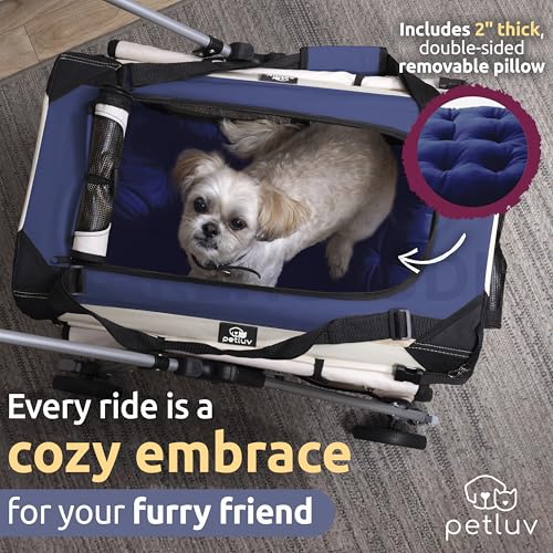 Pet Stroller, Fits 2 Cats, Small to Medium Dogs (Up to 45 Lbs), Detachable, Soft-Sided Pet Carrier, Collapsible, Includes Plush Pillow