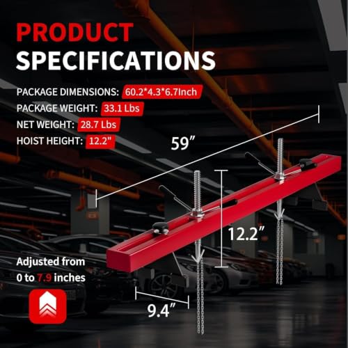 Barra de Soporte para Motor Takywep, Capacidad 1100 lb, Elevador Dual con Ganchos Ajustable para Reparación Automotriz en Taller o Garaje miniatura 2