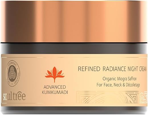 SoulTree Advanced Kumkumadi Refined Radiance Night Cream | Overnight Repair &amp; Glow | 100% Organic Mogra Saffron | For All ...
