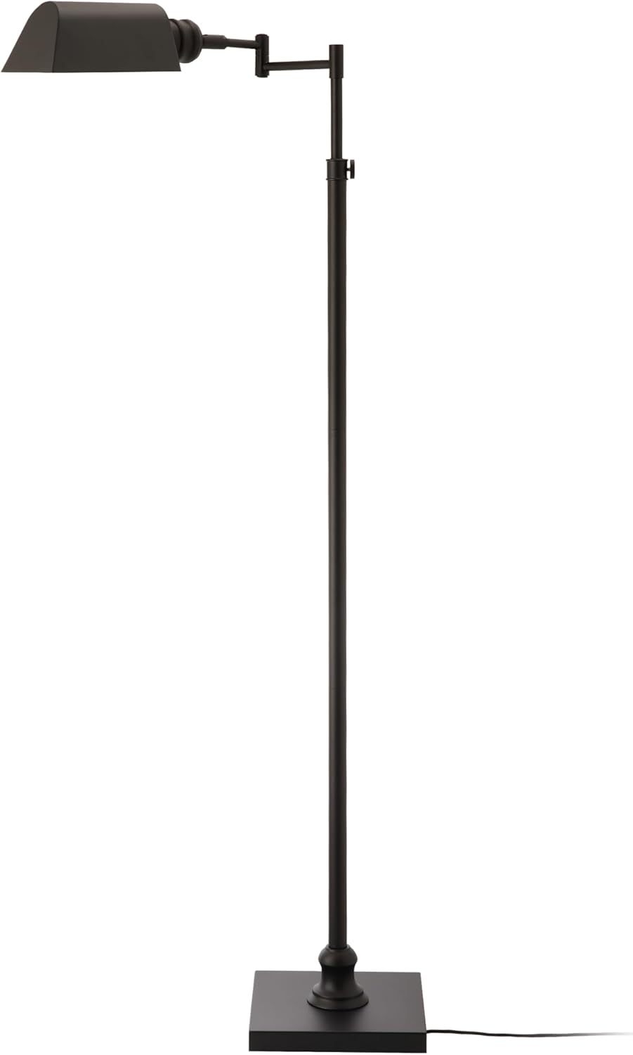 O’Bright Arcadia - Pharmacy Floor Lamp, Full Range Dimming, Swing Arm Task Lamp, E26 Socket, Bulb Replaceable, Adjustable Height 47” to 55”, 360° Rotatable Shade, All-Metal Design, Black