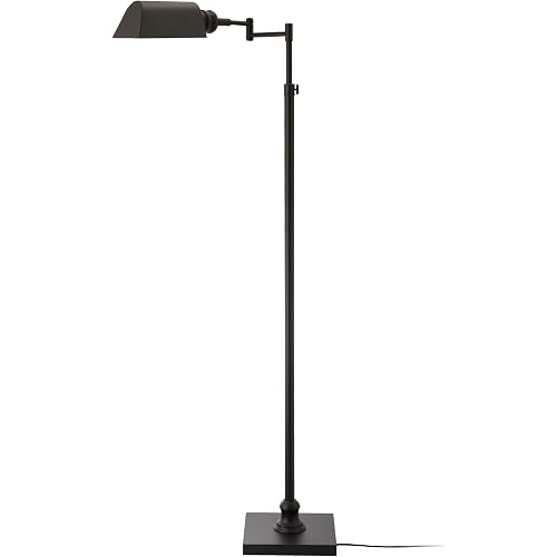 O’Bright Arcadia - Pharmacy Floor Lamp, Full Range Dimming, Swing Arm Task Lamp, E26 Socket, Bulb Replaceable, Adjustable Height 47” to 55”, 360° Rotatable Shade, All-Metal Design, Black