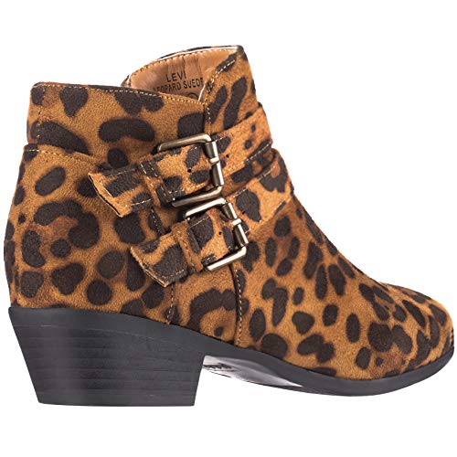 ILLUDE Women's Western Almond Round Toe Slip on Bootie - Low Stack Heel - Zip Up - Casual Ankle Boot3