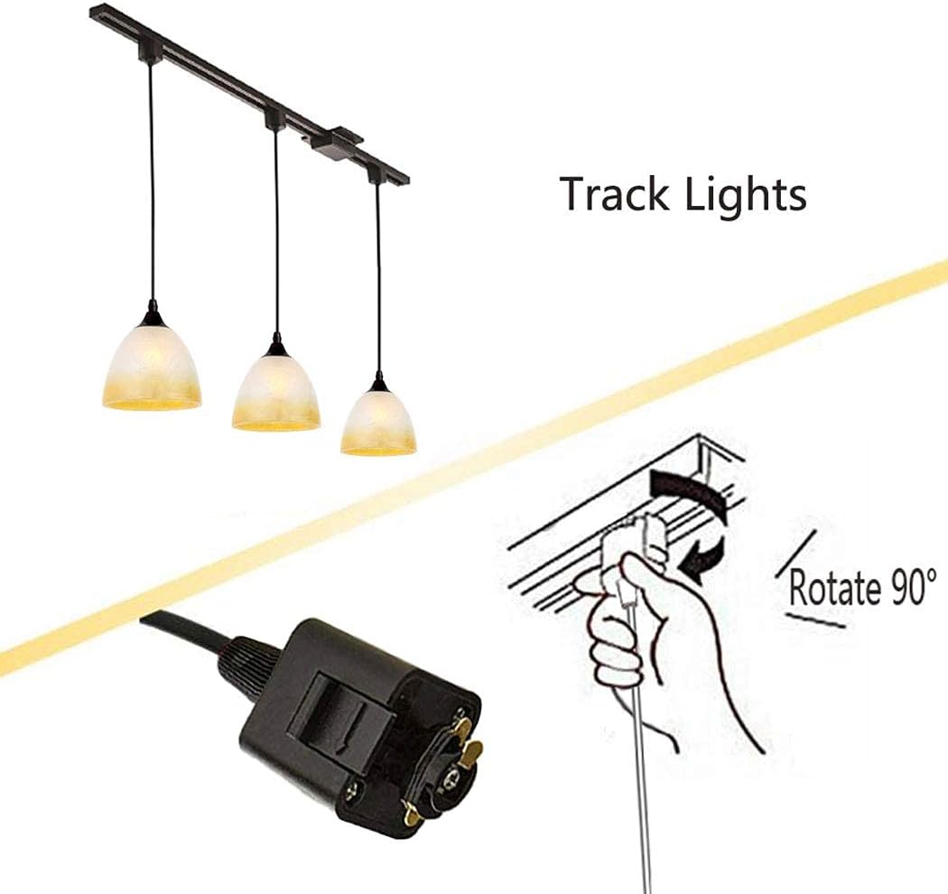 Kiven 3-Pack H-Type Track Lighting Pendant Lamp, Customizable Cord Length Bowl Glass Shade - 35.5 Inch