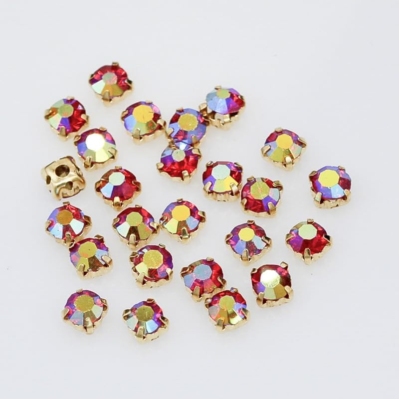 108 diamantes de imitación redondos para coser de 0.236 pulgadas, gemas de cristal AB con parte trasera plana, para coser, diamantes de imitación