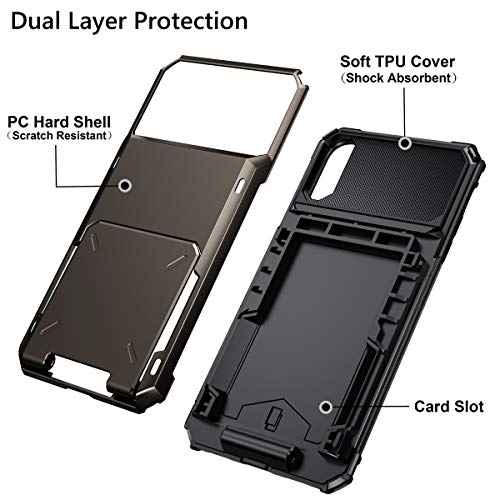 Vofolen Case For Iphone Xs Max Case Wallet Id Slot Credit Card Holder Scratch Resistant Dual Layer Protective Bumper Rugged Tpu Rubber Armor Hard Shell Case Cover For Iphone Xs Max 10S Max (Gun Color) #TOP3